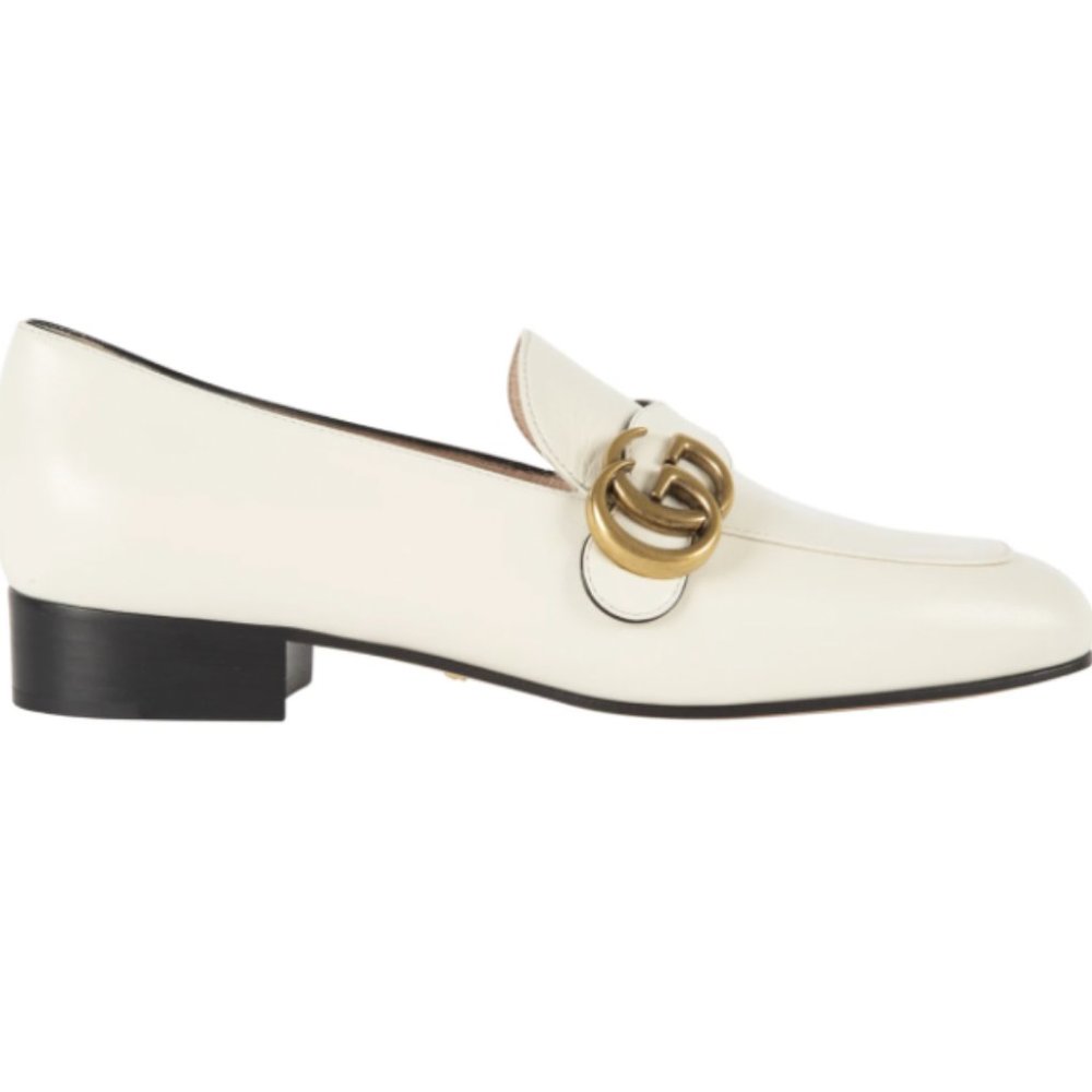 Gucci GG Leather Loafers in Mystic White